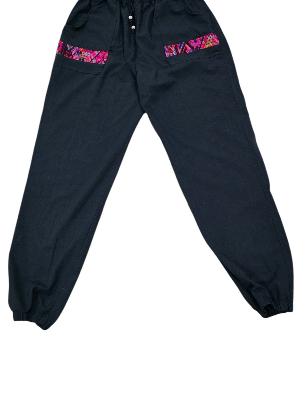 Black Jogger Pants with Pink Trim
